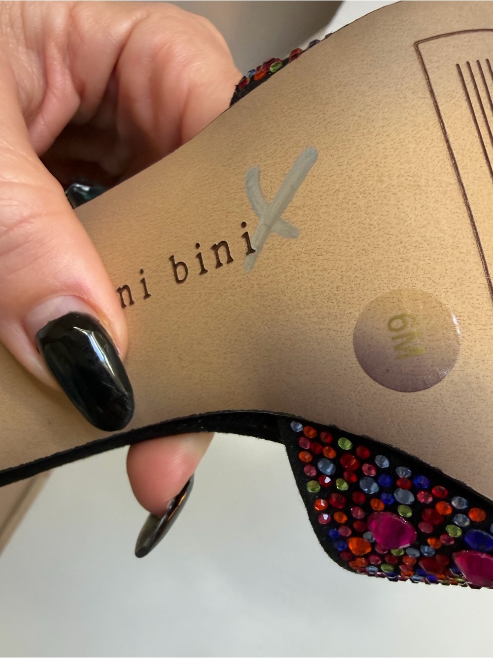 NWT Gianni Bini Rainbow Rhinestone Embellished Jewel Ornament Ankle Cuff Sandals - Picture 9 of 13
